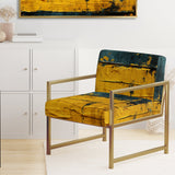Ukraine Revisted Distressed Yellow On Teal - Modern Accent Slipper Chair