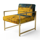 Ukraine Revisted Distressed Yellow On Teal - Modern Accent Slipper Chair