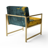 Ukraine Revisted Distressed Yellow On Teal - Modern Accent Slipper Chair