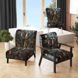 Cityscape With Castle In Vintage Gold And Blue - Modern Accent Side Chair