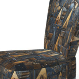 Cityscape With Castle In Vintage Gold And Blue - Modern Accent Side Chair