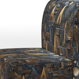 Cityscape With Castle In Vintage Gold And Blue - Modern Accent Side Chair