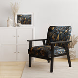 Cityscape With Castle In Vintage Gold And Blue - Modern Accent Side Chair