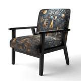 Cityscape With Castle In Vintage Gold And Blue - Modern Accent Side Chair