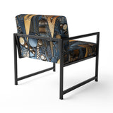 Cityscape With Castle In Vintage Gold And Blue - Modern Accent Side Chair
