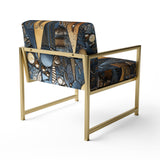 Cityscape With Castle In Vintage Gold And Blue - Modern Accent Side Chair