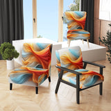 Contemporary Abstract Waves Orange And Blue - Modern Accent Slipper Chair