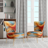 Contemporary Abstract Waves Orange And Blue - Modern Accent Slipper Chair
