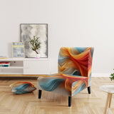 Contemporary Abstract Waves Orange And Blue - Modern Accent Slipper Chair