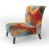 Contemporary Abstract Waves Orange And Blue - Modern Accent Slipper Chair