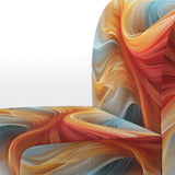 Contemporary Abstract Waves Orange And Blue - Modern Accent Slipper Chair