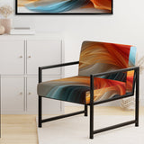 Contemporary Abstract Waves Orange And Blue - Modern Accent Slipper Chair
