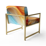 Contemporary Abstract Waves Orange And Blue - Modern Accent Slipper Chair