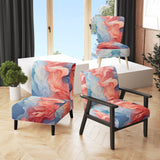 Ink Wave Rhythms In Blue And Red - Upholstered Modern Accent Chairs