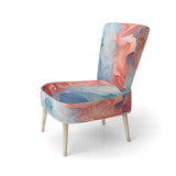 Ink Wave Rhythms In Blue And Red - Upholstered Modern Accent Chairs