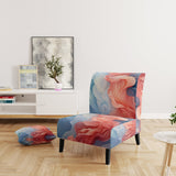 Ink Wave Rhythms In Blue And Red - Upholstered Modern Accent Chairs