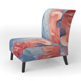 Ink Wave Rhythms In Blue And Red - Upholstered Modern Accent Chairs