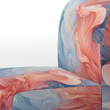 Ink Wave Rhythms In Blue And Red - Upholstered Modern Accent Chairs