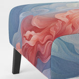 Ink Wave Rhythms In Blue And Red - Upholstered Modern Accent Chairs