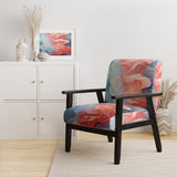 Ink Wave Rhythms In Blue And Red - Upholstered Modern Accent Chairs