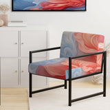Ink Wave Rhythms In Blue And Red - Upholstered Modern Accent Chairs