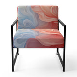 Ink Wave Rhythms In Blue And Red - Upholstered Modern Accent Chairs