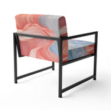 Ink Wave Rhythms In Blue And Red - Upholstered Modern Accent Chairs