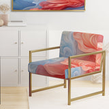 Ink Wave Rhythms In Blue And Red - Upholstered Modern Accent Chairs