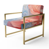 Ink Wave Rhythms In Blue And Red - Upholstered Modern Accent Chairs
