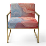 Ink Wave Rhythms In Blue And Red - Upholstered Modern Accent Chairs