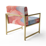 Ink Wave Rhythms In Blue And Red - Upholstered Modern Accent Chairs