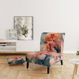 Liquid Ink Abstraction Blue And Orange - Upholstered Modern Accent Chairs