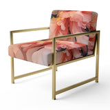 Liquid Ink Abstraction Blue And Orange - Upholstered Modern Accent Chairs