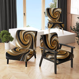 Abstract Liquid Gold And Black Spiral Swirl - Modern Accent Slipper Chair