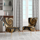 Abstract Liquid Gold And Black Spiral Swirl - Modern Accent Slipper Chair