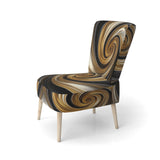 Abstract Liquid Gold And Black Spiral Swirl - Modern Accent Slipper Chair