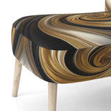 Abstract Liquid Gold And Black Spiral Swirl - Modern Accent Slipper Chair