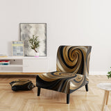 Abstract Liquid Gold And Black Spiral Swirl - Modern Accent Slipper Chair