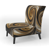 Abstract Liquid Gold And Black Spiral Swirl - Modern Accent Slipper Chair