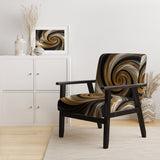 Abstract Liquid Gold And Black Spiral Swirl - Modern Accent Slipper Chair