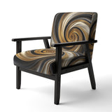 Abstract Liquid Gold And Black Spiral Swirl - Modern Accent Slipper Chair