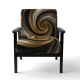 Abstract Liquid Gold And Black Spiral Swirl - Modern Accent Slipper Chair