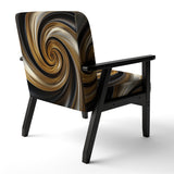 Abstract Liquid Gold And Black Spiral Swirl - Modern Accent Slipper Chair