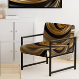 Abstract Liquid Gold And Black Spiral Swirl - Modern Accent Slipper Chair