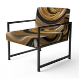 Abstract Liquid Gold And Black Spiral Swirl - Modern Accent Slipper Chair