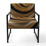 Abstract Liquid Gold And Black Spiral Swirl - Modern Accent Slipper Chair