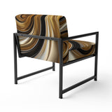 Abstract Liquid Gold And Black Spiral Swirl - Modern Accent Slipper Chair