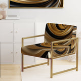 Abstract Liquid Gold And Black Spiral Swirl - Modern Accent Slipper Chair