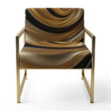 Abstract Liquid Gold And Black Spiral Swirl - Modern Accent Slipper Chair