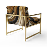 Abstract Liquid Gold And Black Spiral Swirl - Modern Accent Slipper Chair